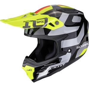Casco de motocross Scorpion SMX-10 Leap negro-plata-amarillo flúor