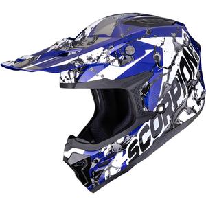 Casco de motocross Scorpion SMX-10 Gasoline azul-blanco-negro