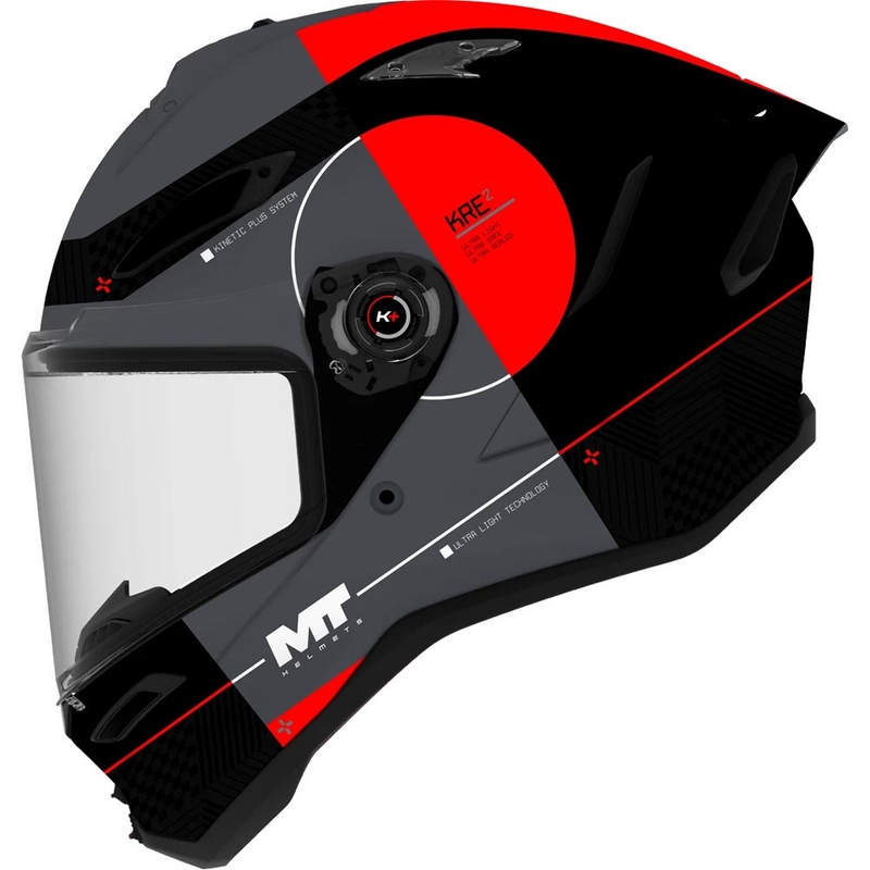 Casco integral de moto MT KRE 2 Spirit B15 negro-gris-rojo mate-brillante