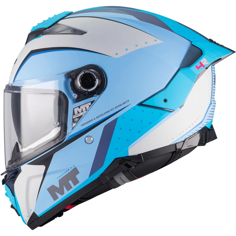 Casco integral de motocicleta MT Thunder 4 R SV Wind Tunnel C7 azul grisáceo mate