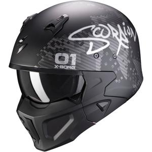 Casco abierto con máscara Scorpion COVERT-X Xborg negro-plata