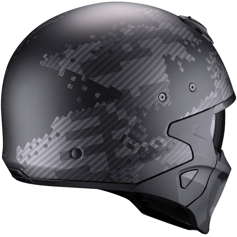 Casco abierto con máscara Scorpion COVERT-X Xborg negro-plata