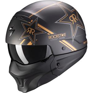 Casco abierto con máscara Scorpion EXO-COMBAT EVO Rockstar negro-oro