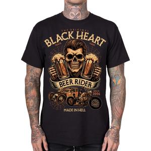 Camiseta negra Black Heart Beer Rider
