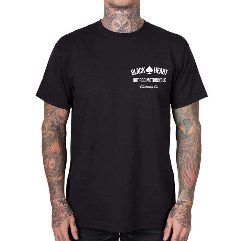 Camiseta negra de motociclista Hot Rod con corazón negro