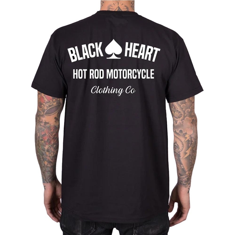 Camiseta negra de motociclista Hot Rod con corazón negro