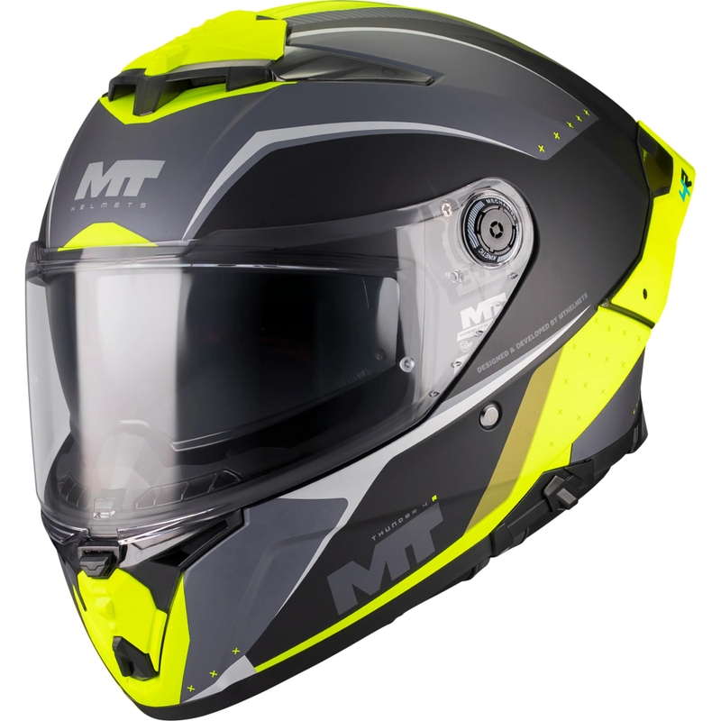 Casco integral de moto MT Thunder 4 R SV Wind Tunnel B3 negro-gris-amarillo flúor