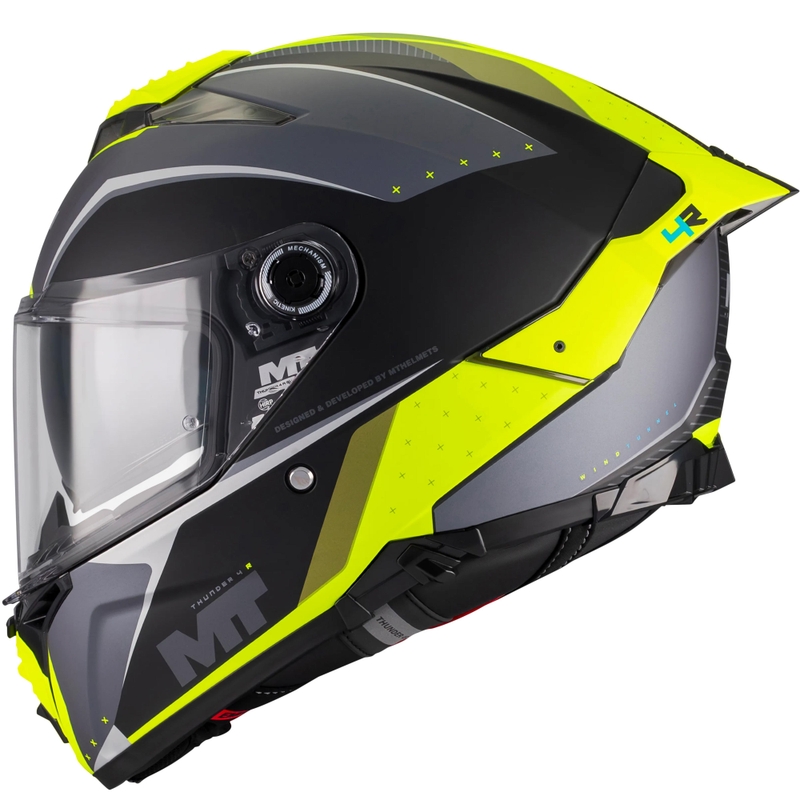 Casco integral de moto MT Thunder 4 R SV Wind Tunnel B3 negro-gris-amarillo flúor