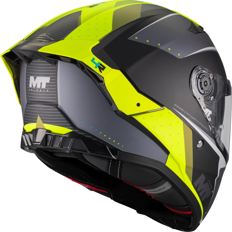 Casco integral de moto MT Thunder 4 R SV Wind Tunnel B3 negro-gris-amarillo flúor