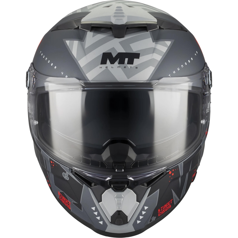 Casco integral de moto MT Thunder 4 R SV Canvas C5 negro-gris-rojo