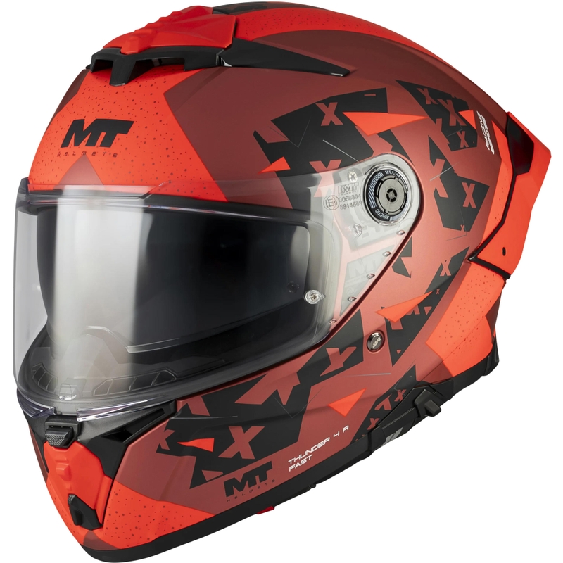 Casco integral de moto MT Thunder 4 R SV Fast C5 negro mate-gris-rojo