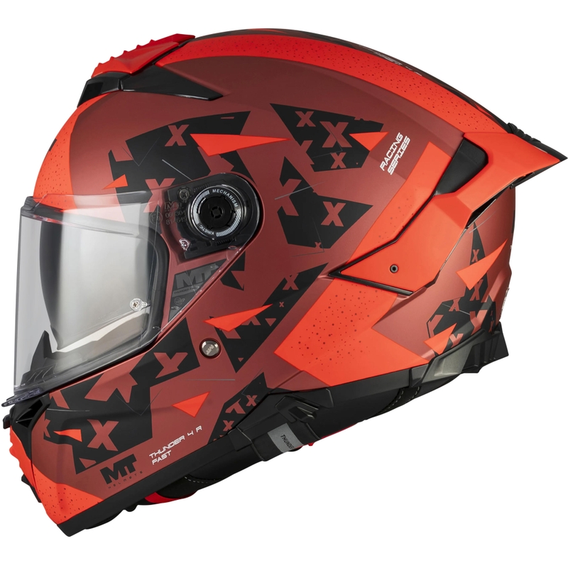 Casco integral de moto MT Thunder 4 R SV Fast C5 negro mate-gris-rojo