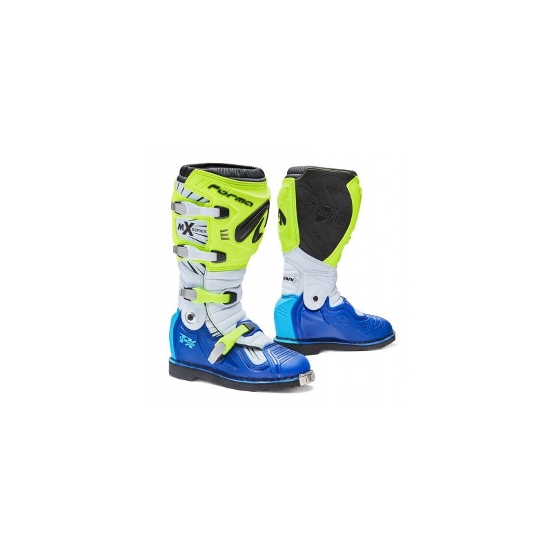 Botas de moto Forma Terrain TX blanco-azul-amarillo fluo