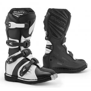 Botas moteras infantiles Forma Gravity blancas y negras