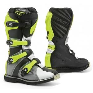 Botas de moto para niño Forma Gravity gris-blanco-amarillo fluo