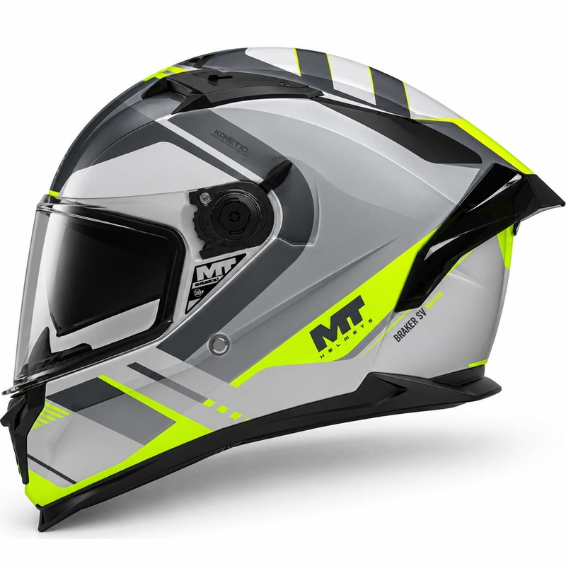 Casco integral de moto MT Braker SV Inception C2 gris-amarillo flúor