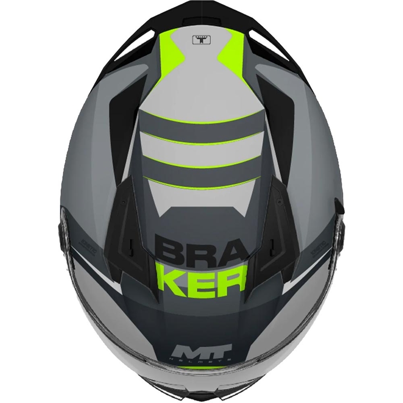 Casco integral de moto MT Braker SV Inception C2 gris-amarillo flúor