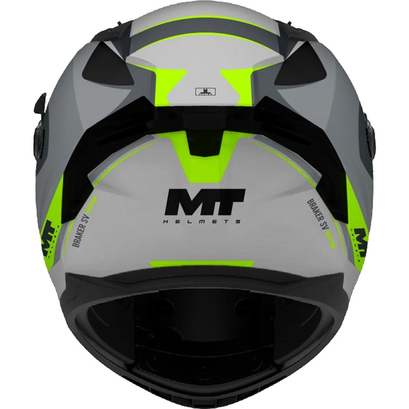 Casco integral de moto MT Braker SV Inception C2 gris-amarillo flúor
