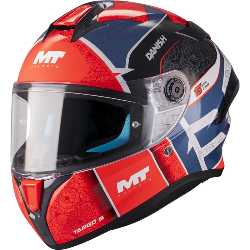 Casco integral de motocicleta MT Targo S Danish_26_Season C5 rojo-azul-gris