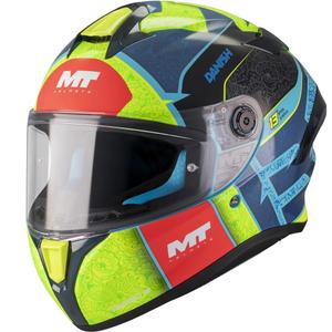Casco integral de motocicleta MT Targo S Danish_26_Brasil C3 azul-amarillo flúor-rojo