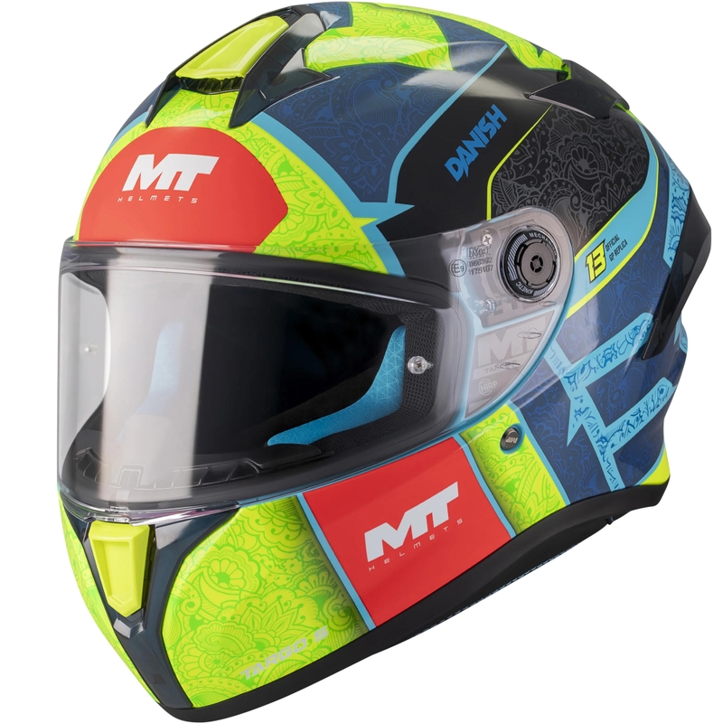 Casco integral de motocicleta MT Targo S Danish_26_Brasil C3 azul-amarillo flúor-rojo