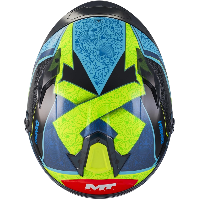 Casco integral de motocicleta MT Targo S Danish_26_Brasil C3 azul-amarillo flúor-rojo