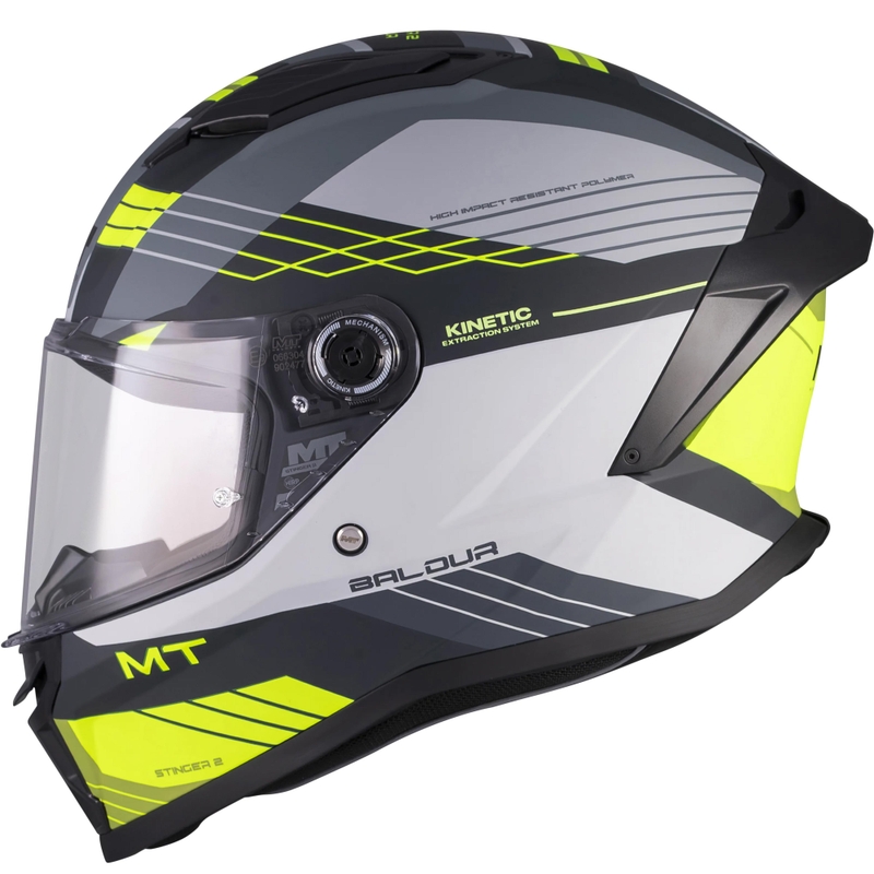 Casco integral de moto MT Stinger 2 Baldur C3 negro-gris-amarillo flúor
