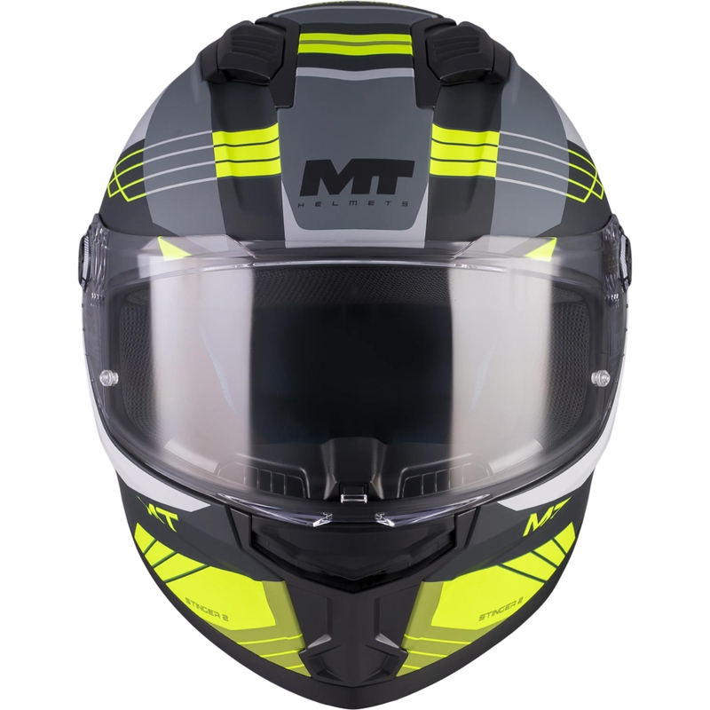 Casco integral de moto MT Stinger 2 Baldur C3 negro-gris-amarillo flúor