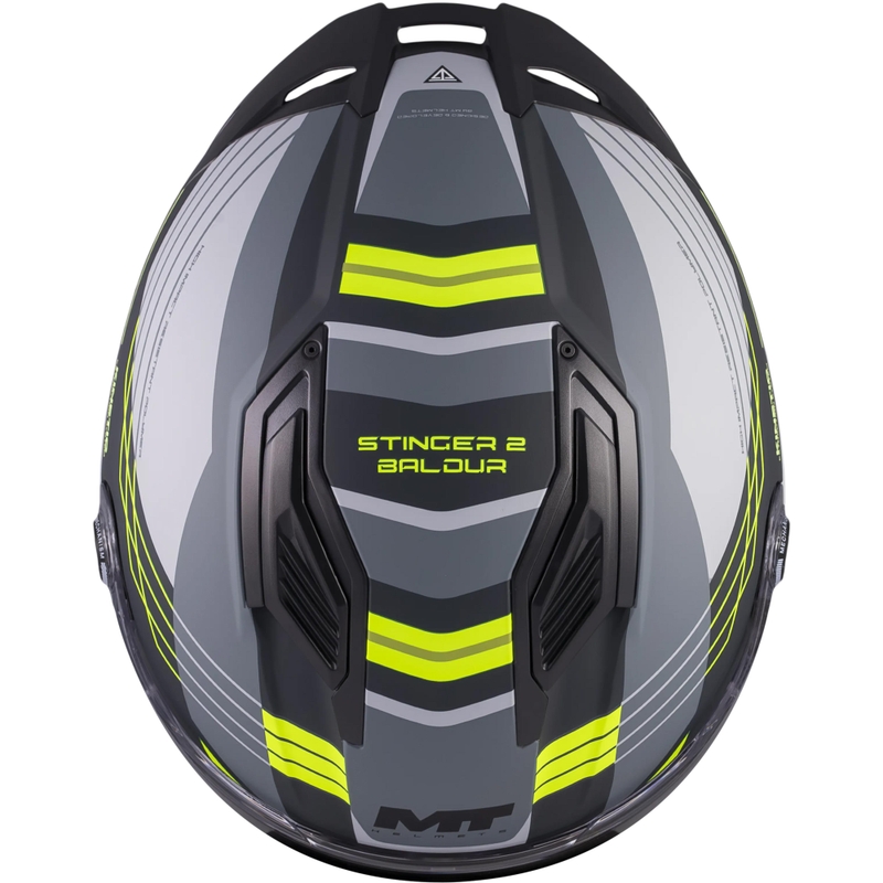 Casco integral de moto MT Stinger 2 Baldur C3 negro-gris-amarillo flúor