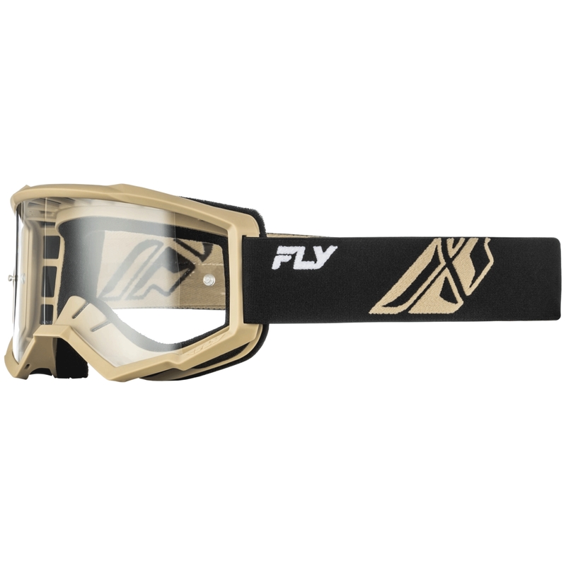 Gafas de motocross Fly Racing Focus color negro-caqui con plexiglás transparente