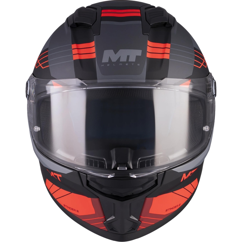 Casco integral de moto MT Stinger 2 Baldur C15 negro mate-gris-rojo