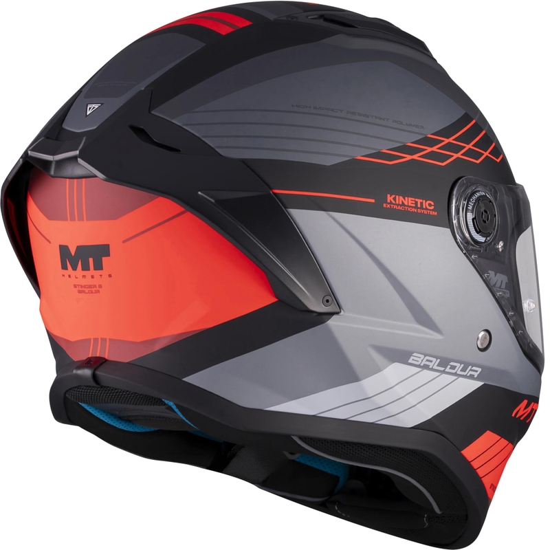Casco integral de moto MT Stinger 2 Baldur C15 negro mate-gris-rojo