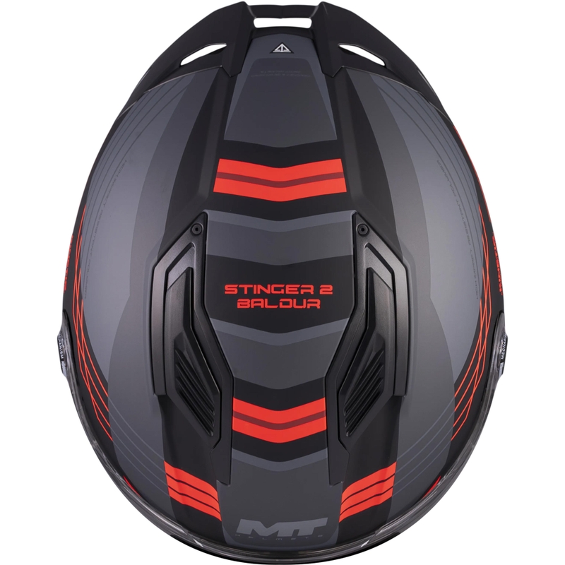 Casco integral de moto MT Stinger 2 Baldur C15 negro mate-gris-rojo
