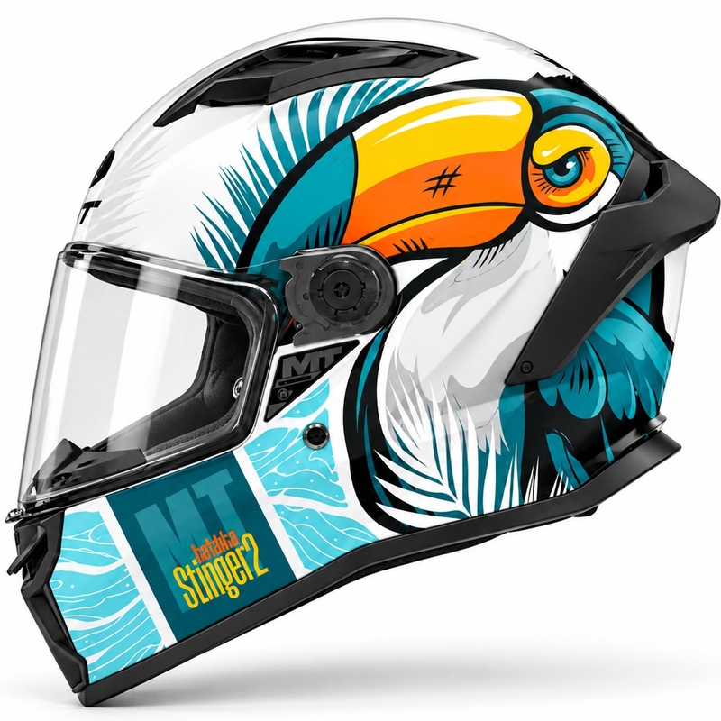 Casco integral de moto MT Stinger 2 Caribbean A6 azul-blanco