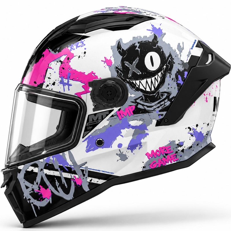 Casco integral de motocicleta MT Stinger 2 IMP A8 blanco-negro-rosa