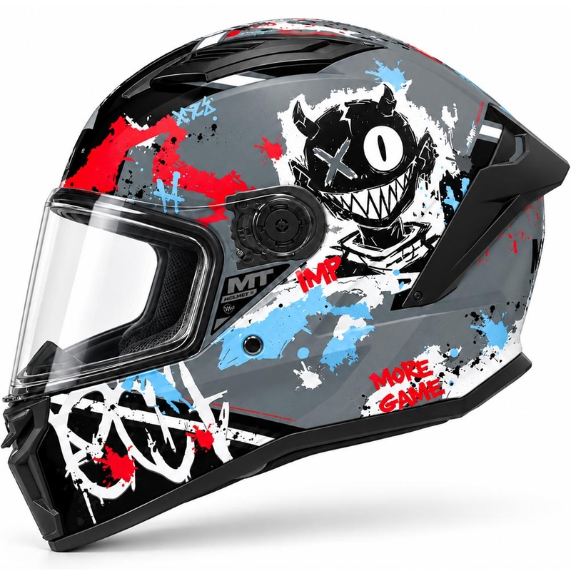 Casco integral de moto MT Stinger 2 IMP C5 negro mate-gris-rojo