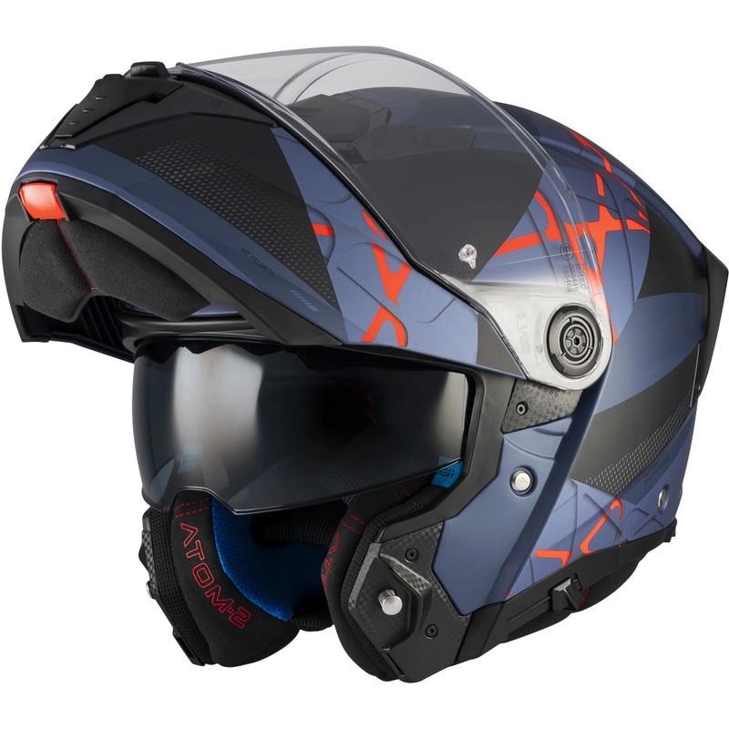 Casco de moto abatible MT Atom 2 SV Change C17 negro mate-azul