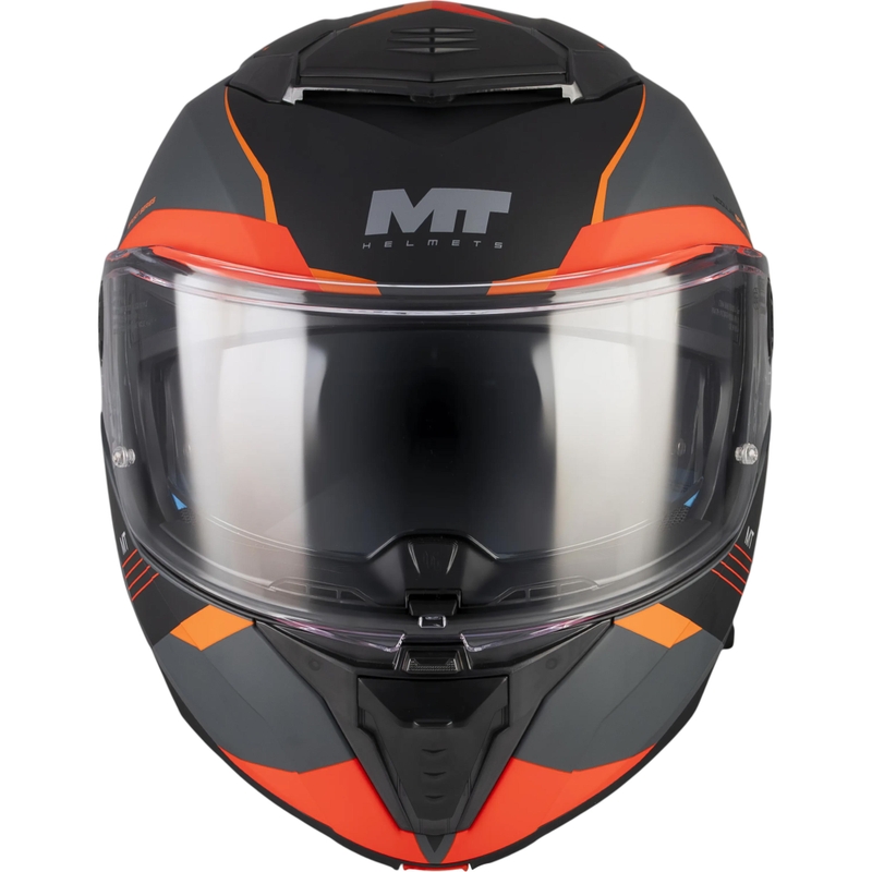 Casco de moto abatible MT Atom 2 SV Kaster C14 negro mate-gris-naranja