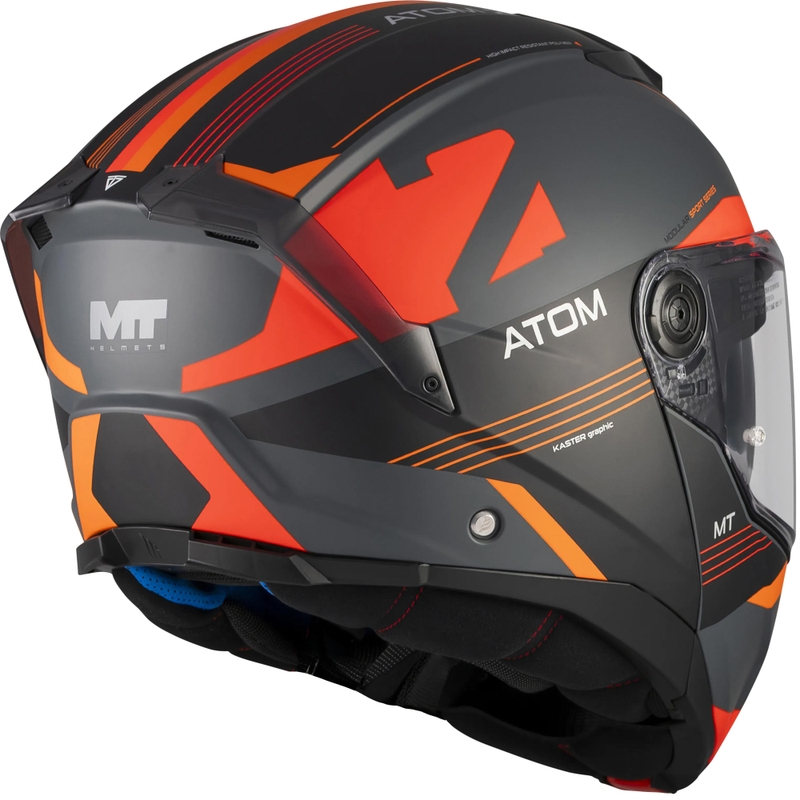 Casco de moto abatible MT Atom 2 SV Kaster C14 negro mate-gris-naranja