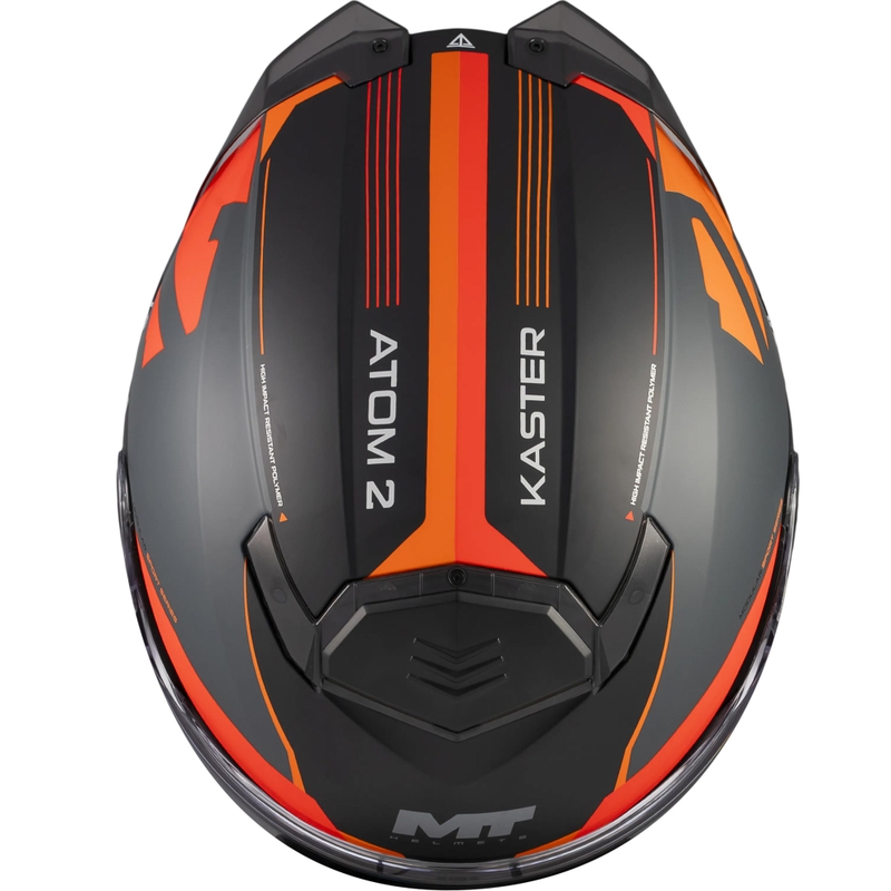 Casco de moto abatible MT Atom 2 SV Kaster C14 negro mate-gris-naranja