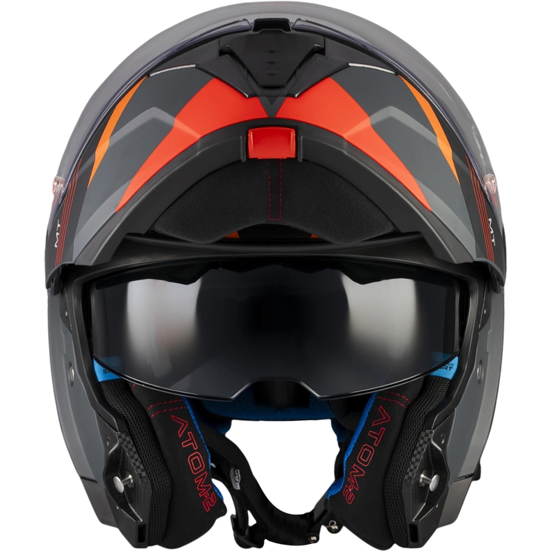 Casco de moto abatible MT Atom 2 SV Kaster C14 negro mate-gris-naranja
