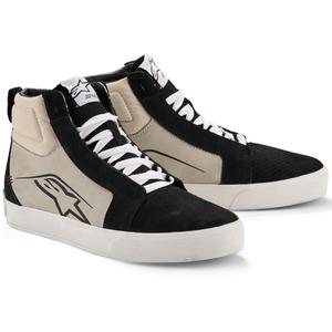 Botas de moto Alpinestars Ride-63 de cuero negro-gris claro-blanco