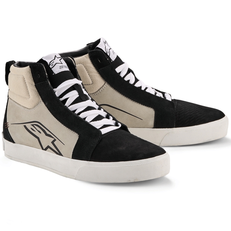 Botas de moto Alpinestars Ride-63 de cuero negro-gris claro-blanco