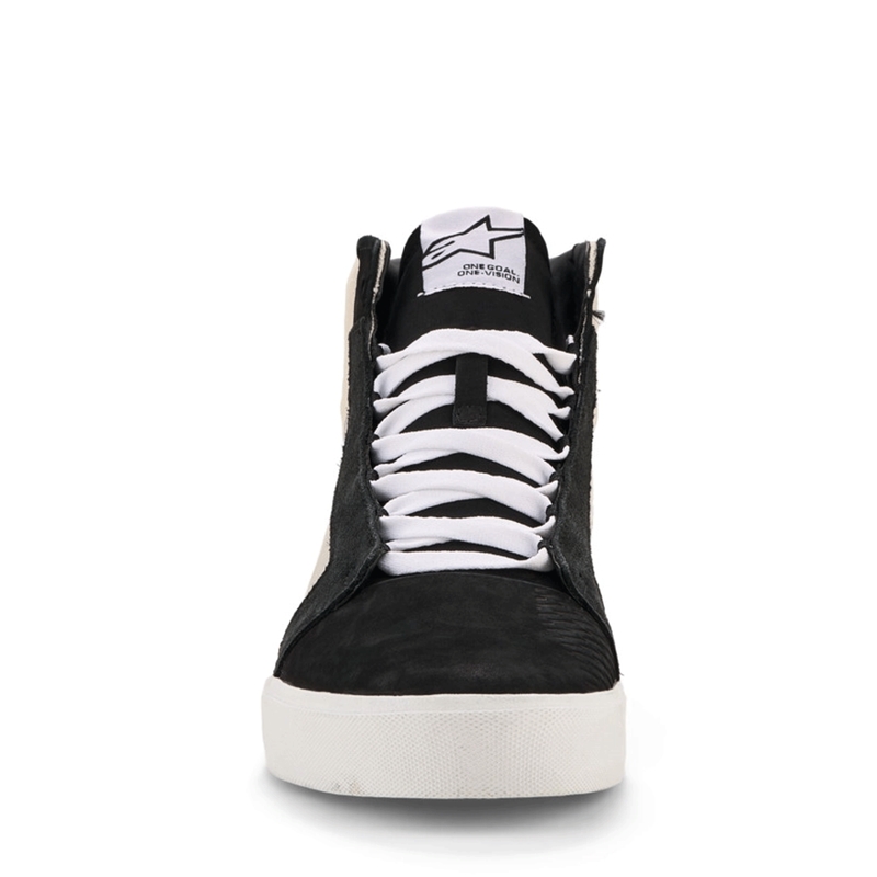 Botas de moto Alpinestars Ride-63 de cuero negro-gris claro-blanco