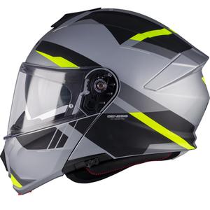 Casco de moto abatible MT Genesis R SV Cheeky C3 negro-gris-amarillo flúor