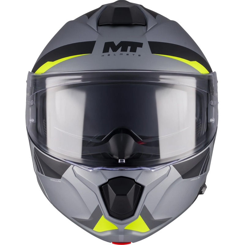 Casco de moto abatible MT Genesis R SV Cheeky C3 negro-gris-amarillo flúor