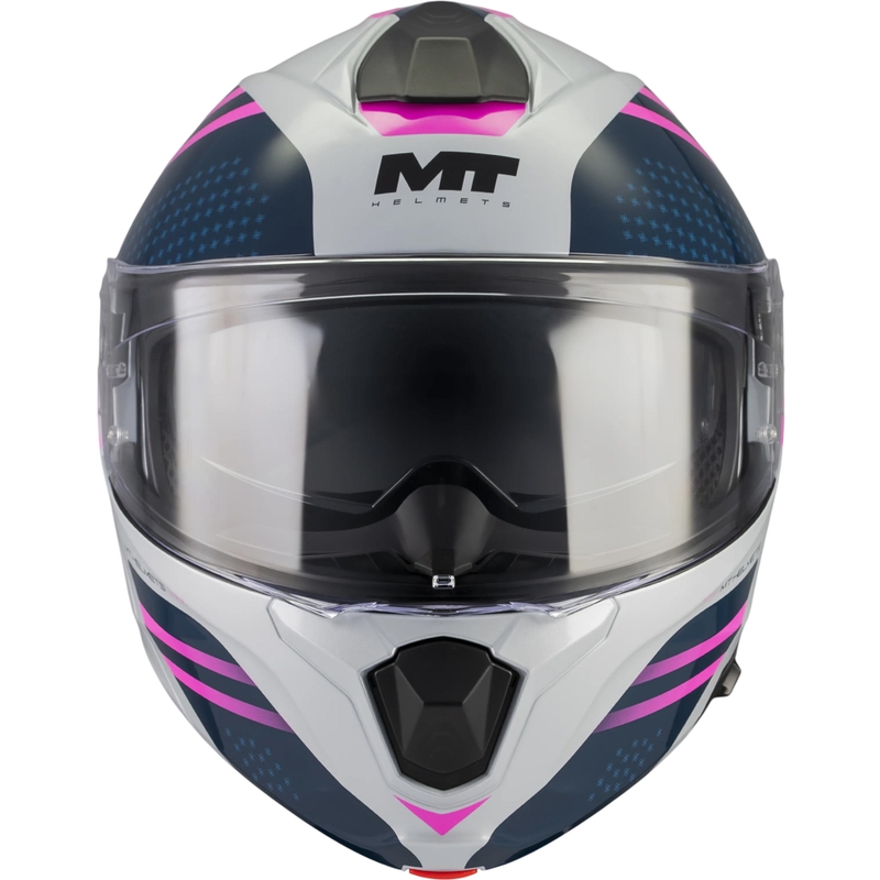 Casco de moto abatible MT Genesis R SV Vibe C8 gris-azul-rosa