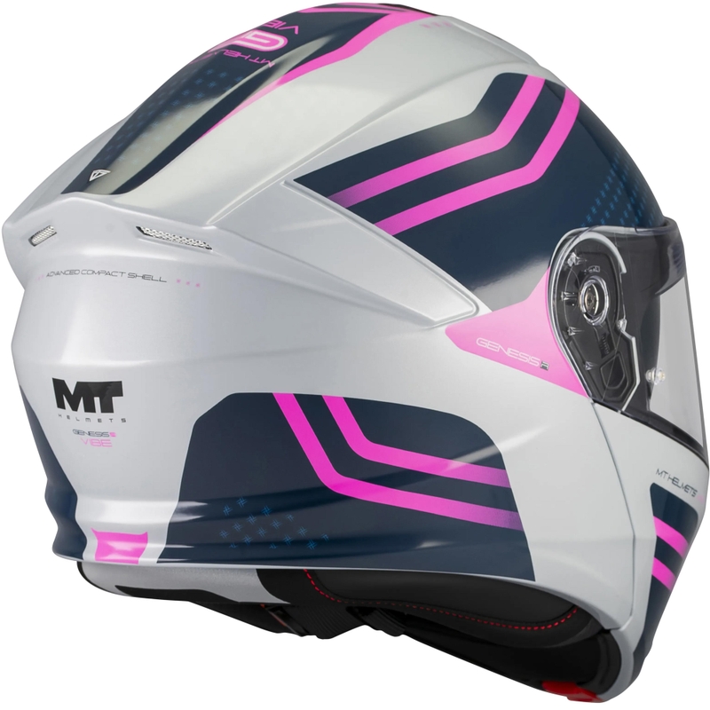 Casco de moto abatible MT Genesis R SV Vibe C8 gris-azul-rosa