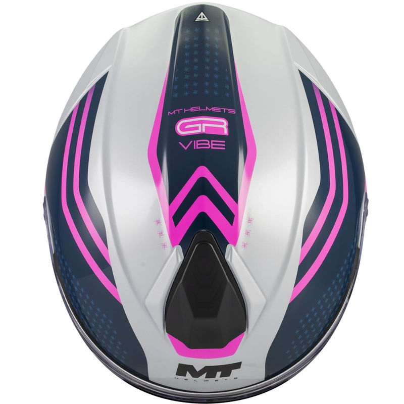 Casco de moto abatible MT Genesis R SV Vibe C8 gris-azul-rosa