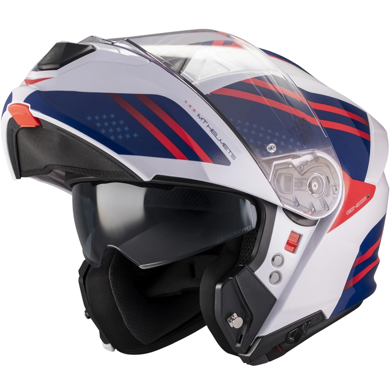 Casco de moto abatible MT Genesis R SV Vibe A7 blanco-azul-rojo